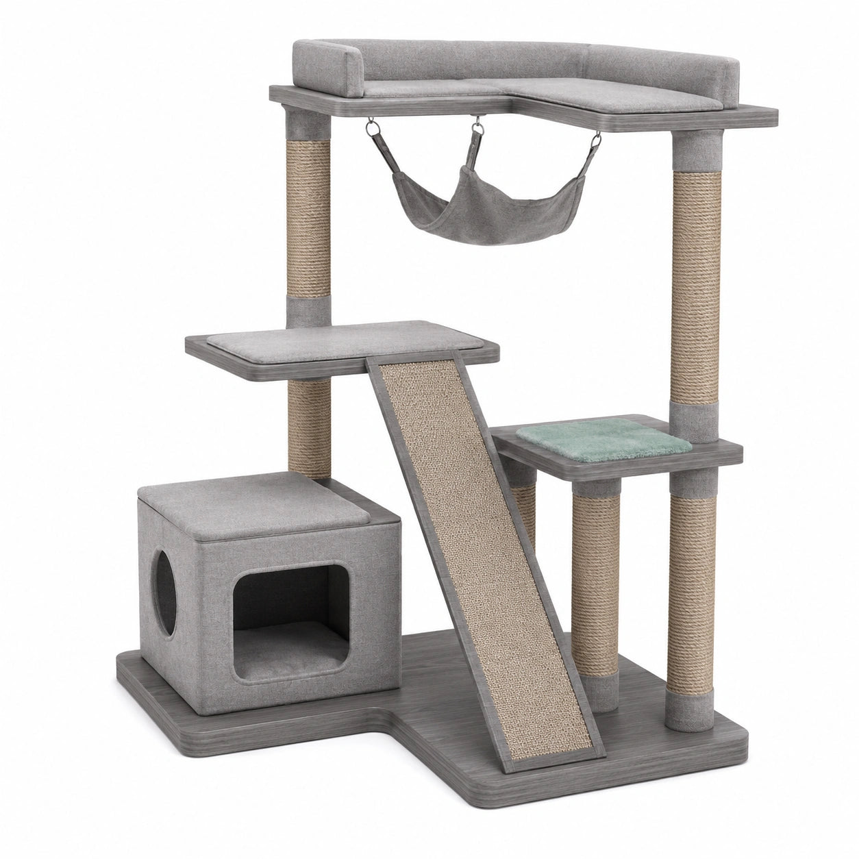 Árbol para Gatos de Madera con Rascadores y Hamaca