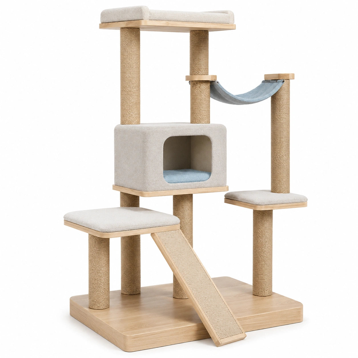 Árbol rascador para gatos de madera y sisal Beige 130 cm