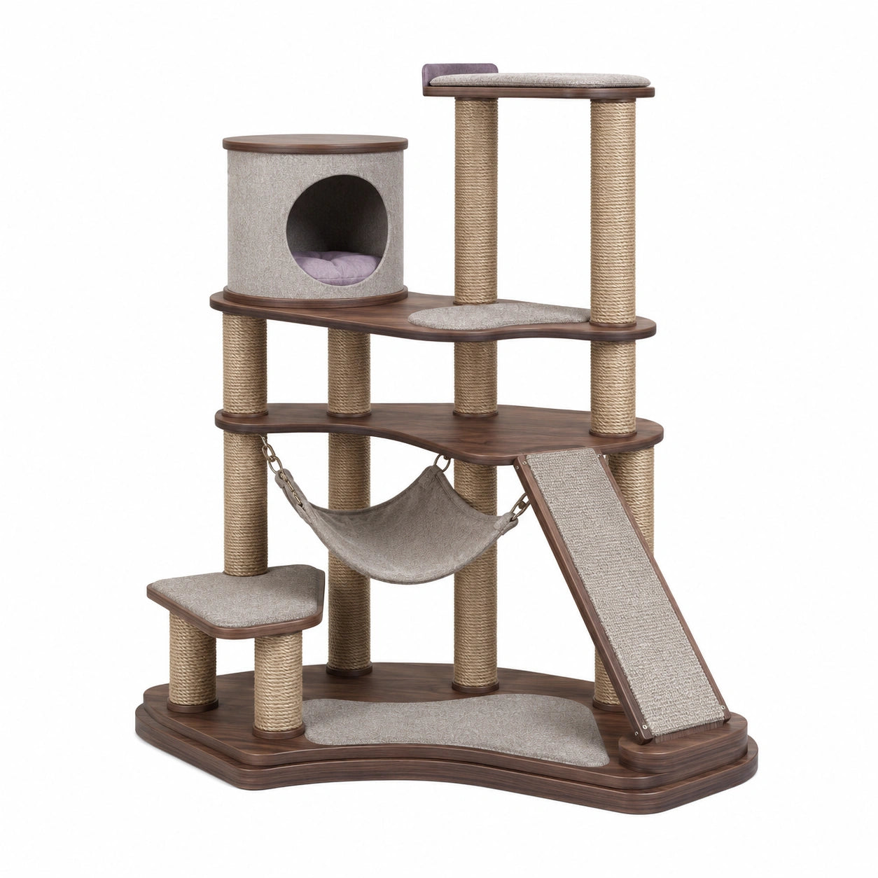 Árbol para Gato de Madera y Sisal con Hamaca