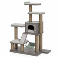 Árbol para gatos de madera con cuerda de sisal Gris y Beige 60x40x120 cm