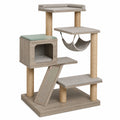 Árbol para gatos de madera con cojines grises
