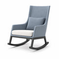 Mecedora de tela azul con base de madera 88x60x75 cm