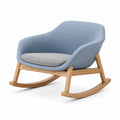 Mecedora de Madera con Tela Azul y Gris