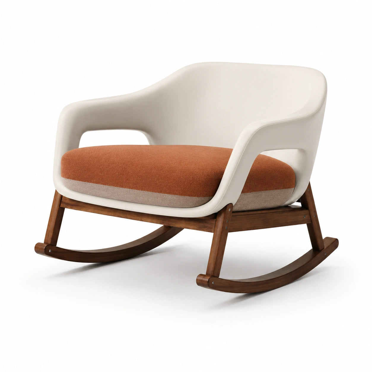 Silla mecedora de madera con cojín de poliéster