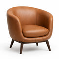 Sillón de Cuero Marrón con Patas de Madera