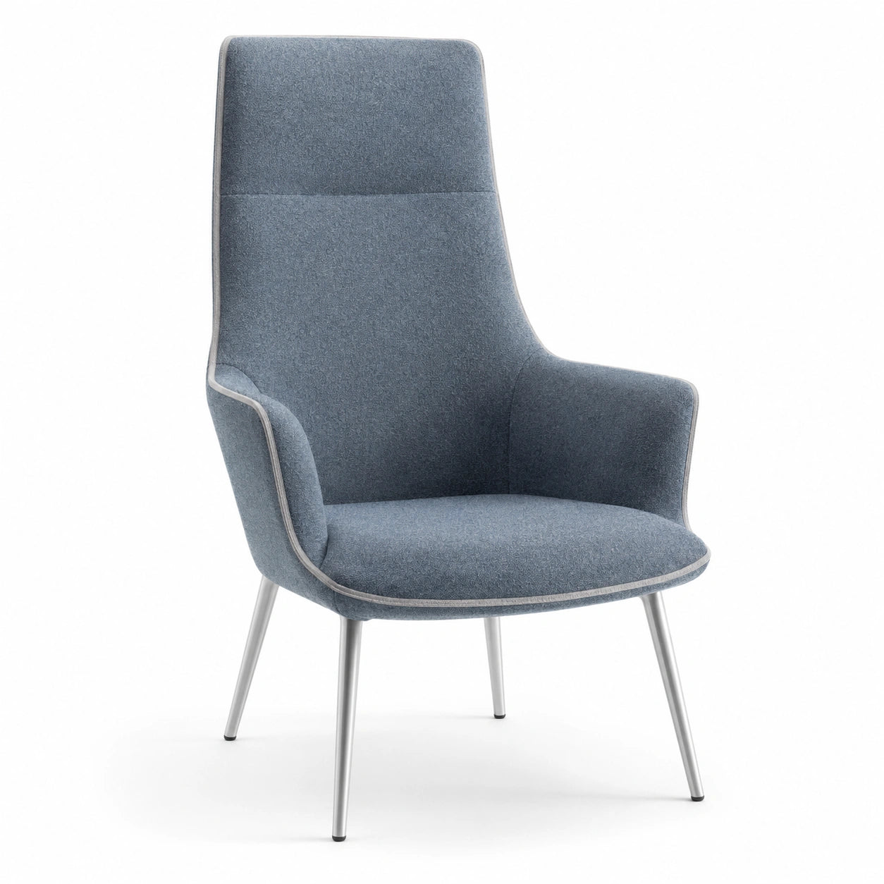 Sillón de Tela de Poliéster con Patas Metálicas Azul