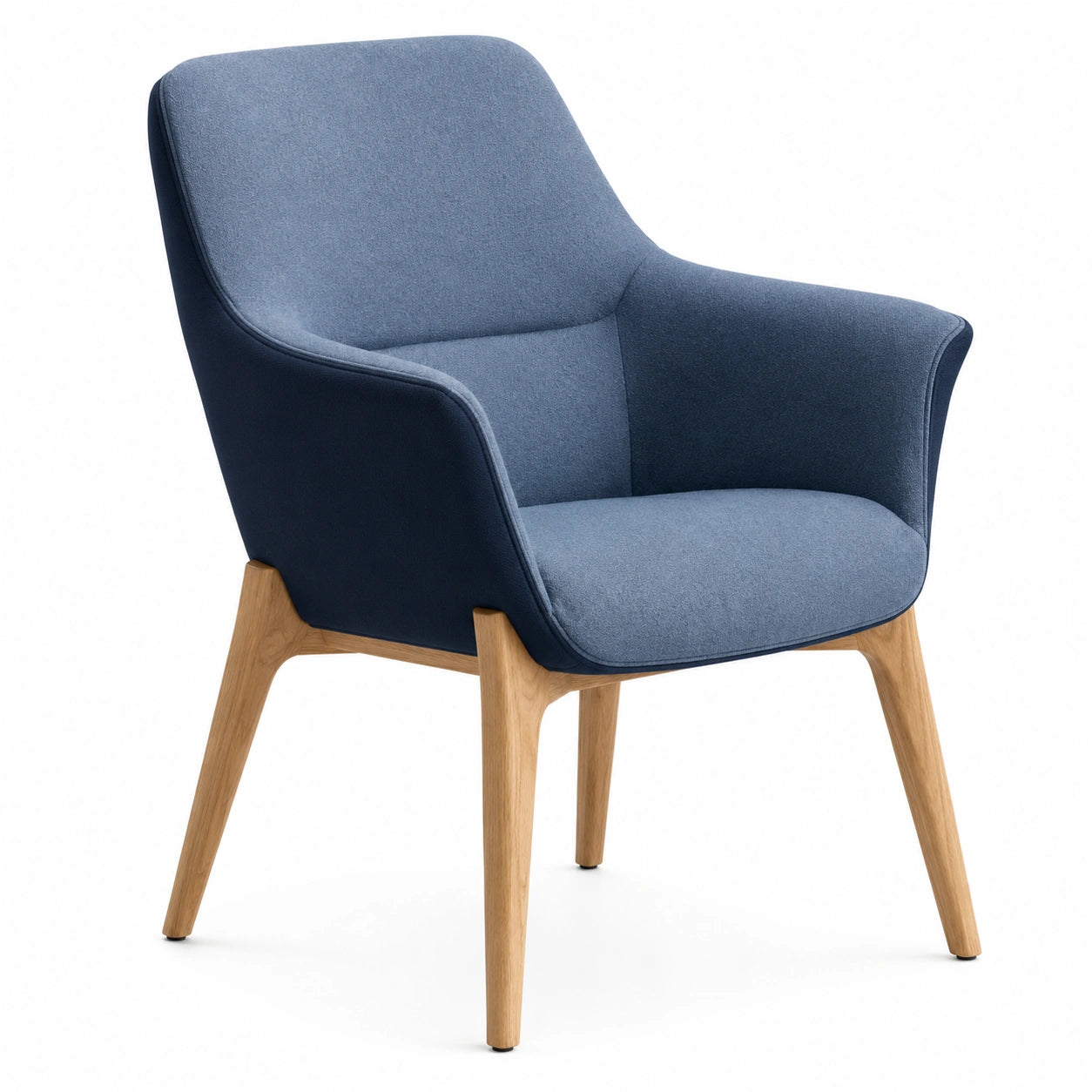 Sillón de Tela Azul con Patas de Roble