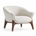 Sillón de Tela Beige con Base de Madera