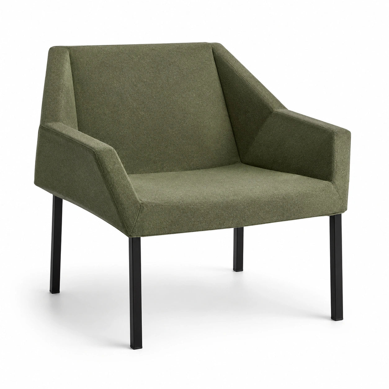 Sillón de poliéster verde con patas de metal