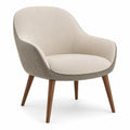 Sillón de Tela Beige con Patas de Madera