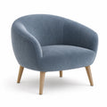Sillón de Tela Azul con Patas de Madera