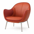 Sillón de cuero PU rojo y naranja con patas de acero inoxidable