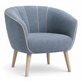 Sillón de Tela Azul con Patas de Madera de Roble
