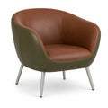 Sillón de Cuero Sintético Marrón y Verde con Patas de Acero