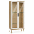 Vitrina de MDF con Chapa de Roble y Vidrio Templado 180 cm x 80 cm x 40 cm