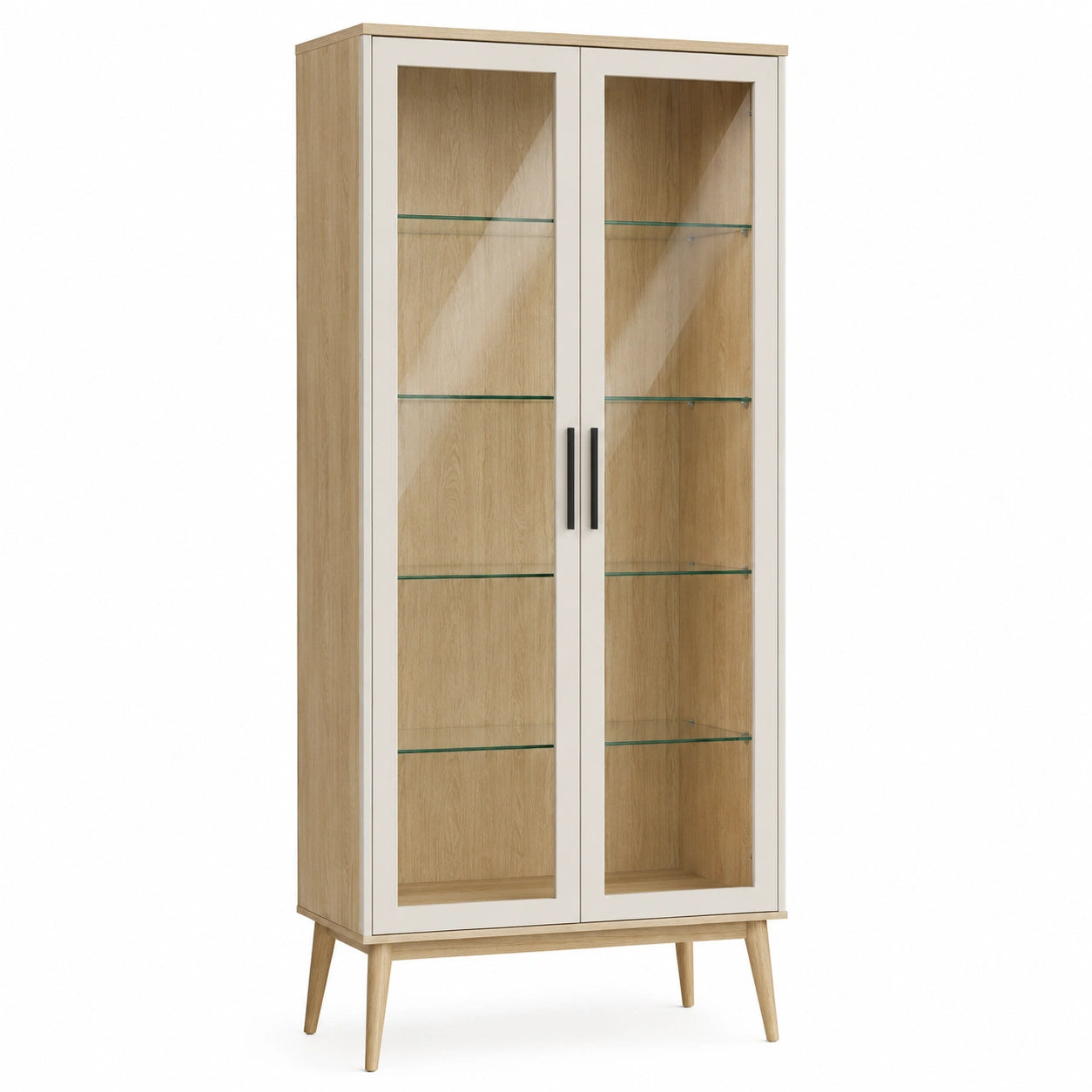 Vitrina de MDF con Chapa de Roble y Vidrio Templado 180 cm x 80 cm x 40 cm
