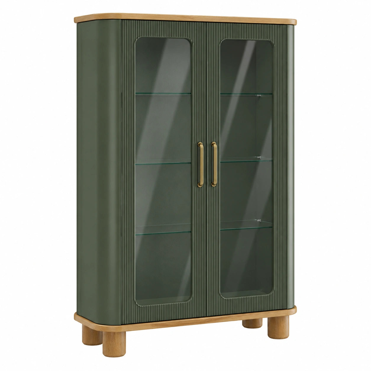 Vitrina de Madera y Vidrio Templado Verde 150x80x35 cm