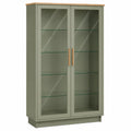Vitrina de Madera con Estantes de Vidrio Templado Verde