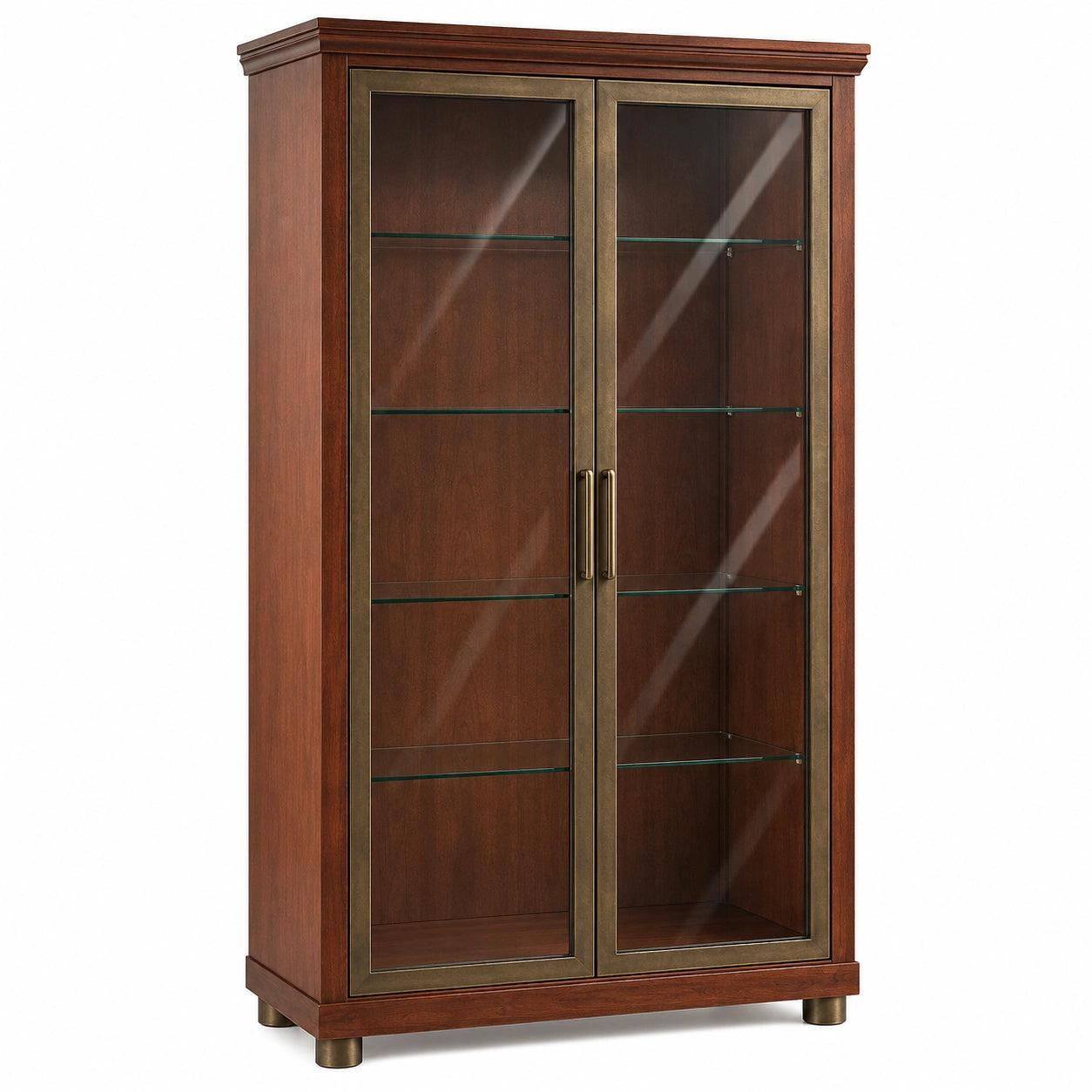 Vitrina de Madera de Roble con Puertas de Vidrio y Estantes Ajustables 180x90x40 cm