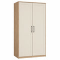 Armario de Dos Puertas de MDF Beige y Roble 180x80x50 cm