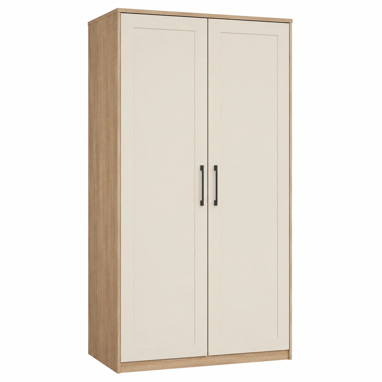 Armario de Dos Puertas de MDF Beige y Roble 180x80x50 cm