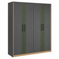 Armario de MDF con 4 Puertas Gris y Verde 200x60x220 cm