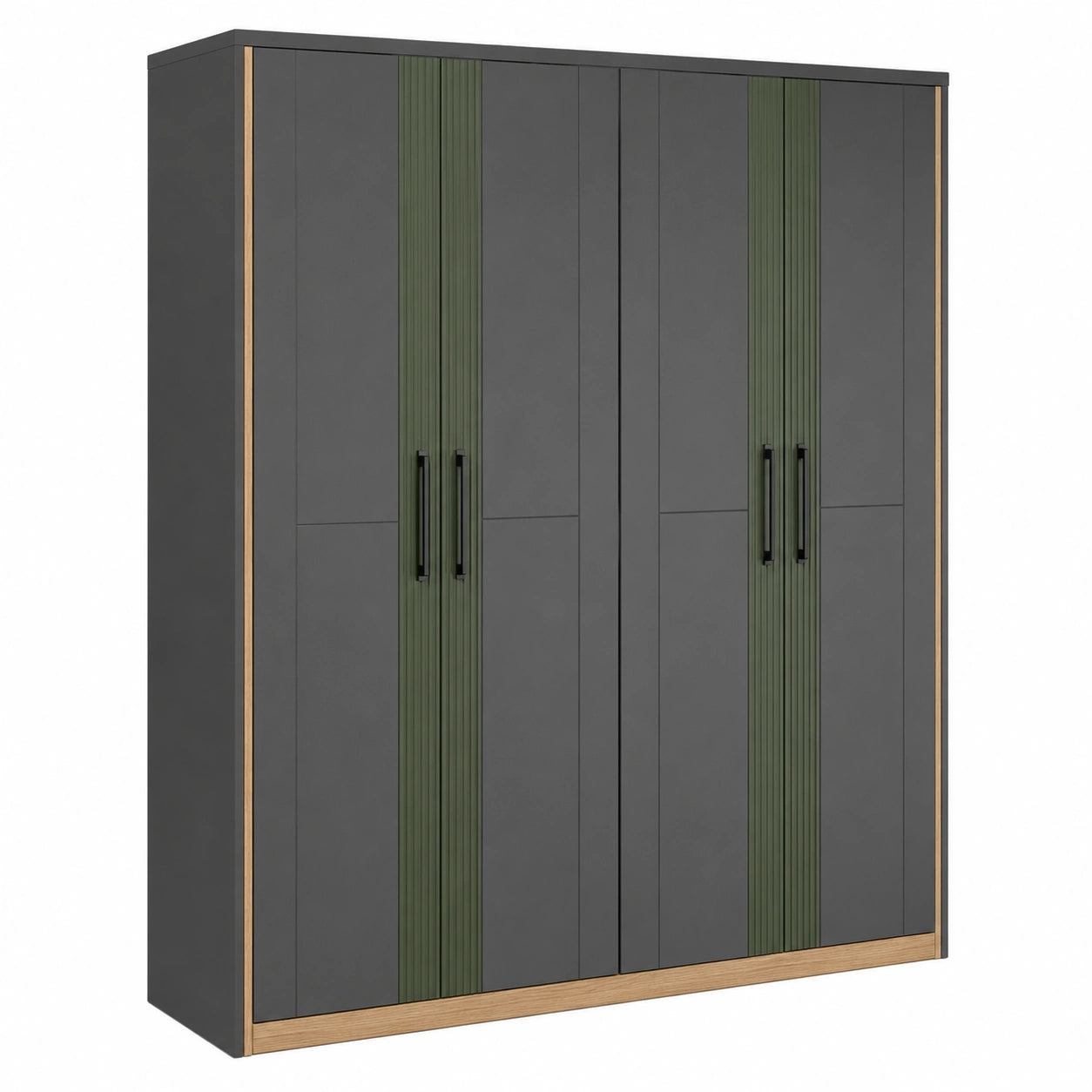 Armario de MDF con 4 Puertas Gris y Verde 200x60x220 cm