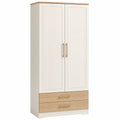 Armario de Madera MDF con Cajones Blanco y Roble Claro