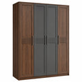 Armario de Madera de Nogal con 4 Puertas Marrón y Gris