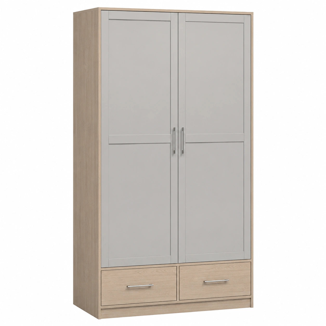 Armario de MDF y Melamina con Cajones Gris Claro y Madera