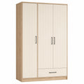 Armario de madera y MDF blanco con 3 puertas y 1 cajón
