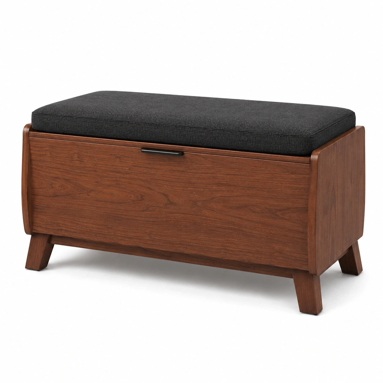 Banco de almacenamiento de madera y cojín negro