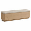 Banco de madera de roble con cojín de poliéster beige 140cm