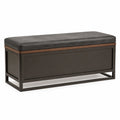 Banco de almacenamiento de metal y PU negro 120 cm