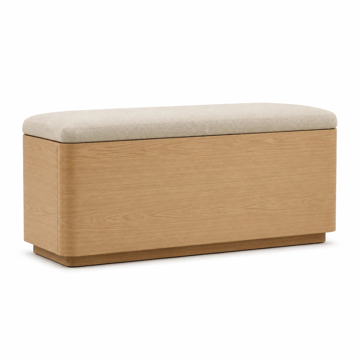 Banco de Almacenamiento Tapizado en Tela Beige y Madera