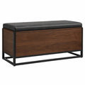 Banco de Almacenamiento de Madera y Metal con Cojín de PU Negro