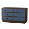 Cómoda de Madera con 7 Cajones Azul y Marrón