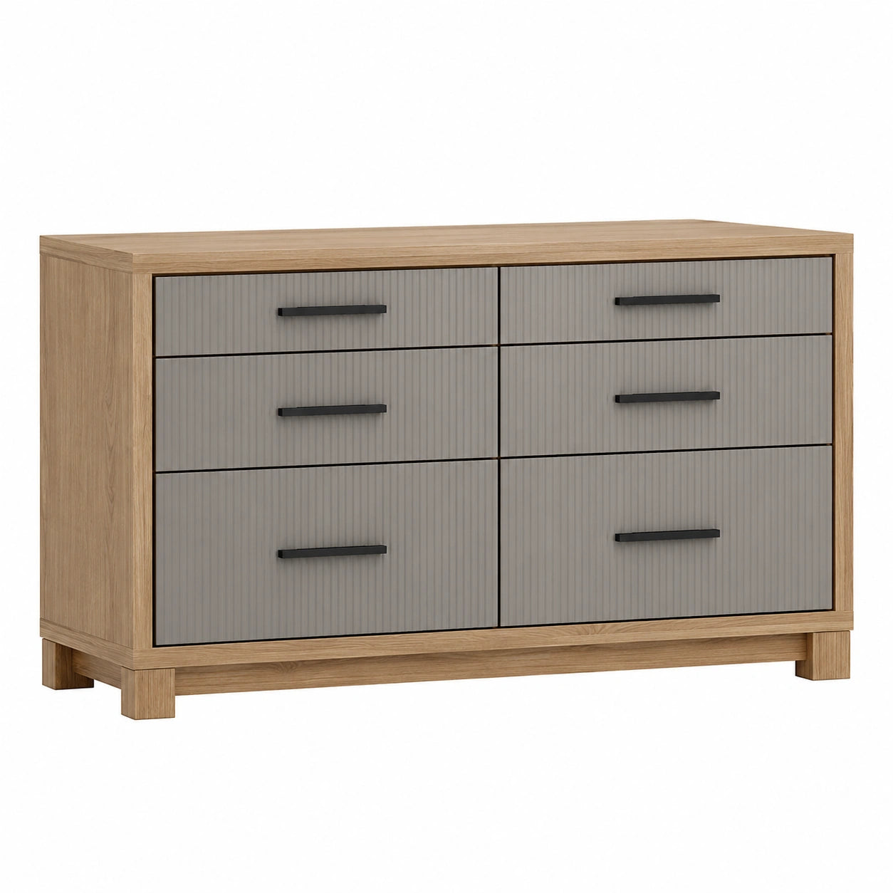 Cajonera de Madera con 6 Cajones Color Gris y Roble