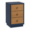Cajonera de Tres Cajones de MDF Azul y Roble