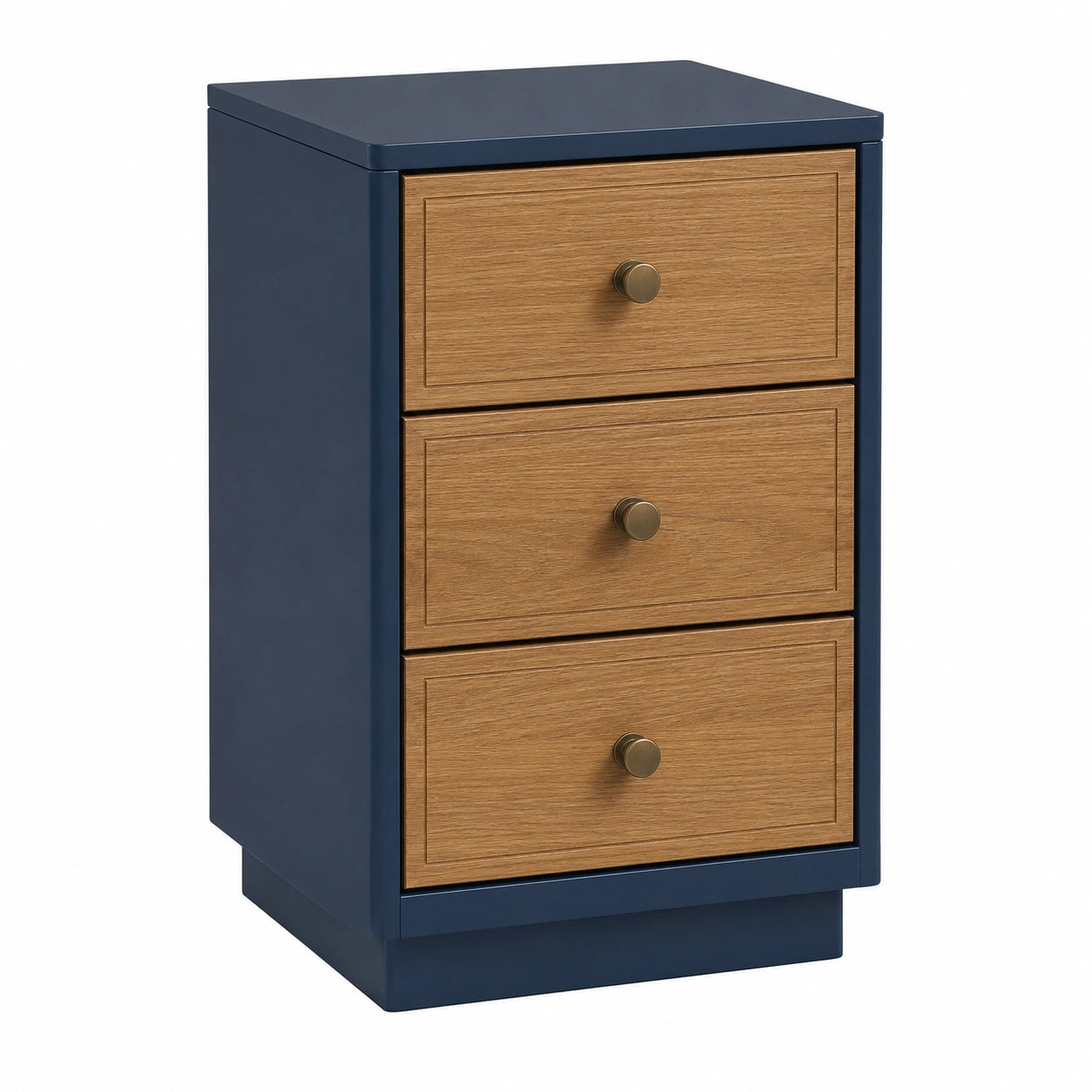 Cajonera de Tres Cajones de MDF Azul y Roble