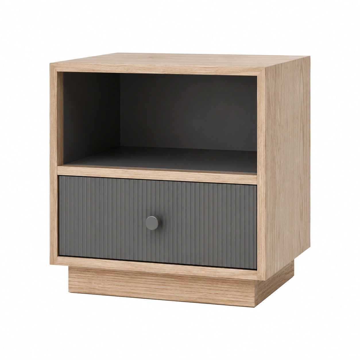 Mesa de Noche de Aglomerado con Cajón de MDF y Almacenamiento