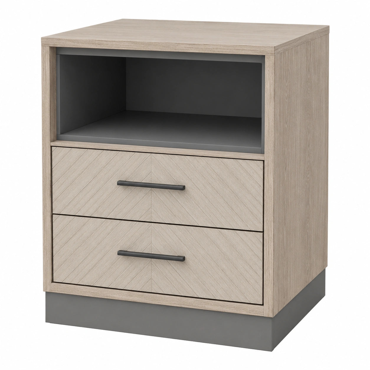 Mesita de Noche de Madera de Ingeniería con Cajones y Estante 60x40x70 cm