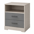 Mesilla de noche de madera contrachapada y MDF gris con dos cajones