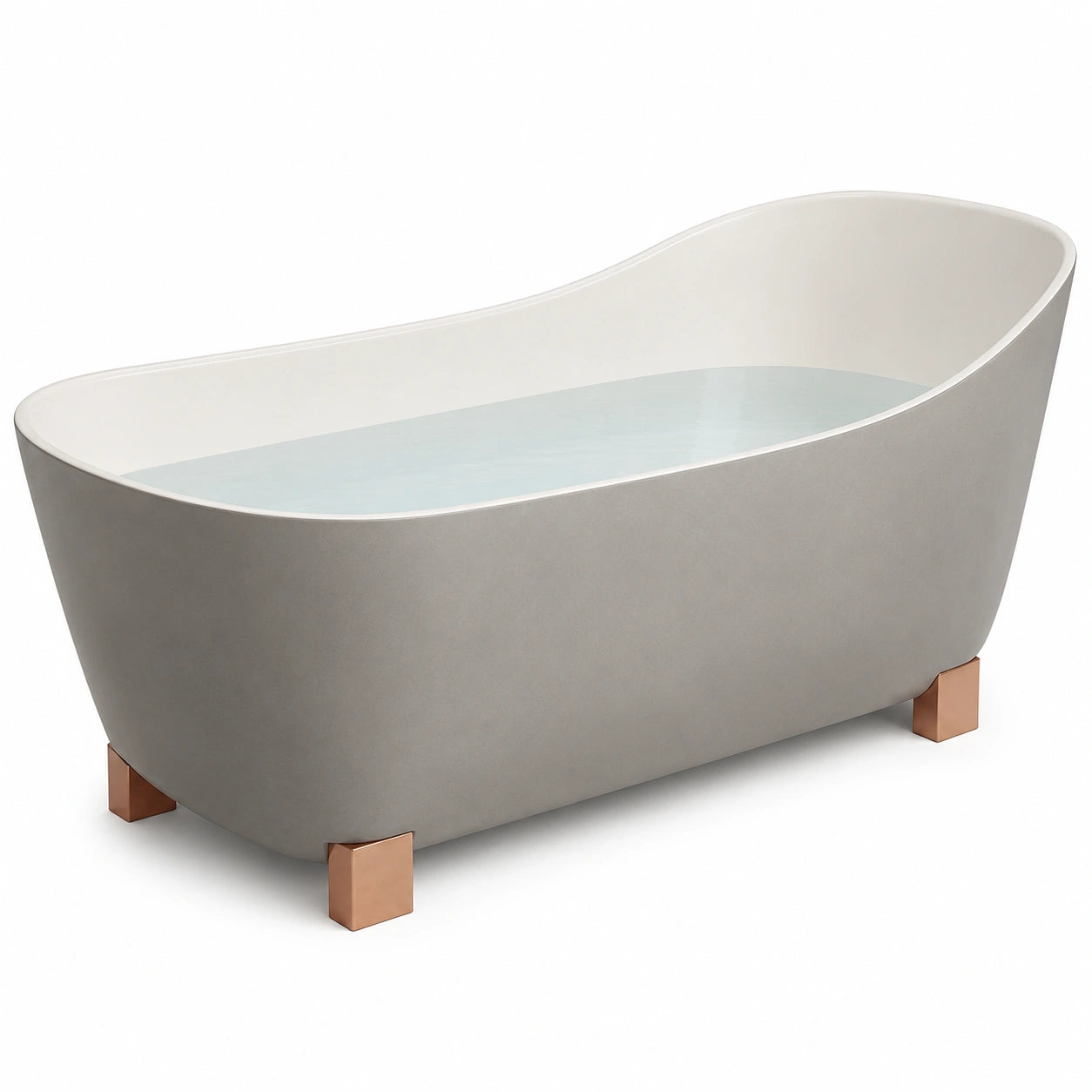 Bañera de Resina Gris con Patas de Cobre 170 cm