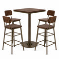 Conjunto de Mesa Alta Cuadrada de Madera y Metal Marrón