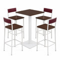 Conjunto de Mesa y Taburetes de Madera y Metal con Respaldo de Cuero Sintético