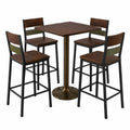 Conjunto de Mesa de Bar Cuadrada y 4 Sillas de Metal
