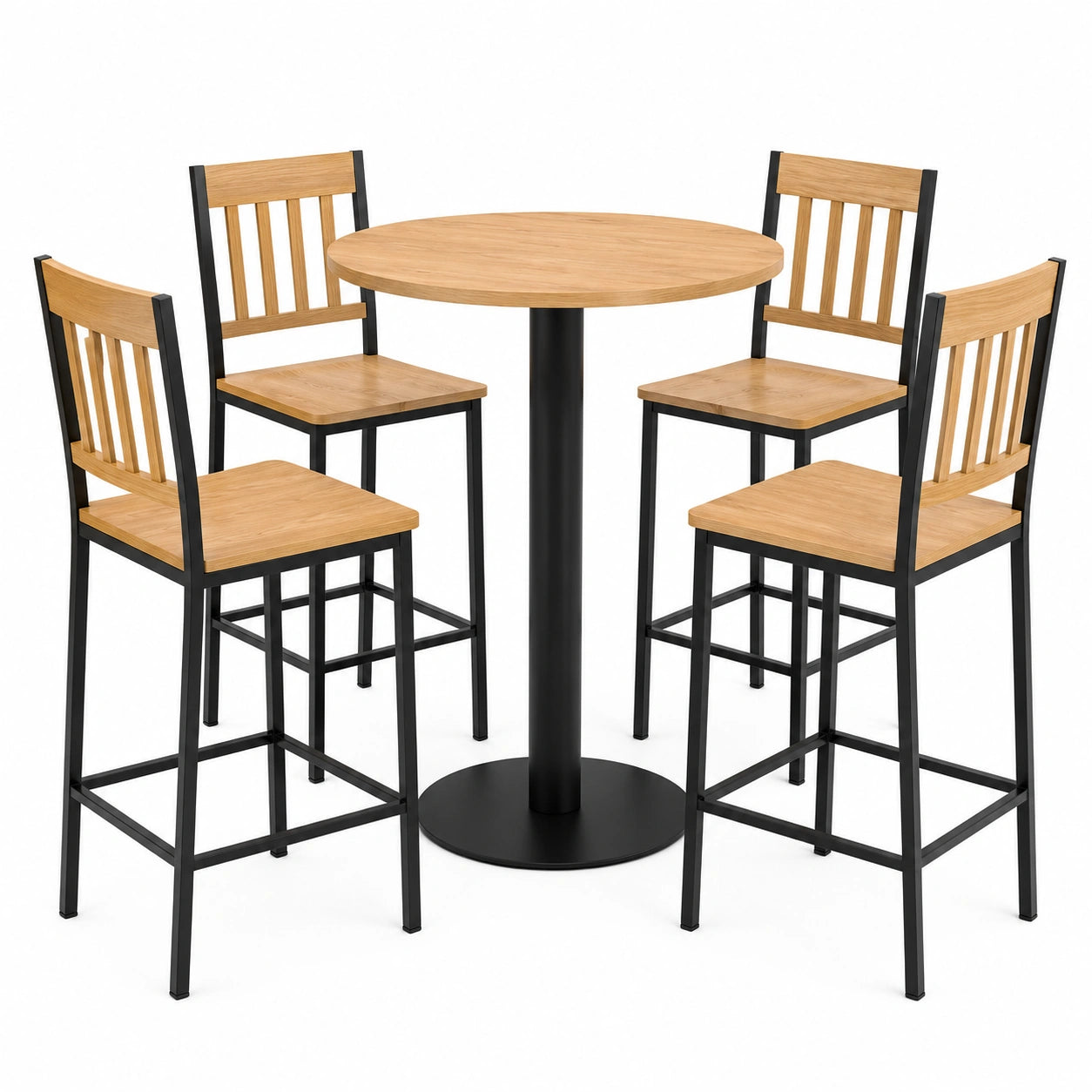 Conjunto de Mesa y Sillas Altas de Metal y Madera