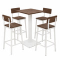 Conjunto de Mesa Alta Cuadrada con 4 Sillas Altas en Madera y Metal