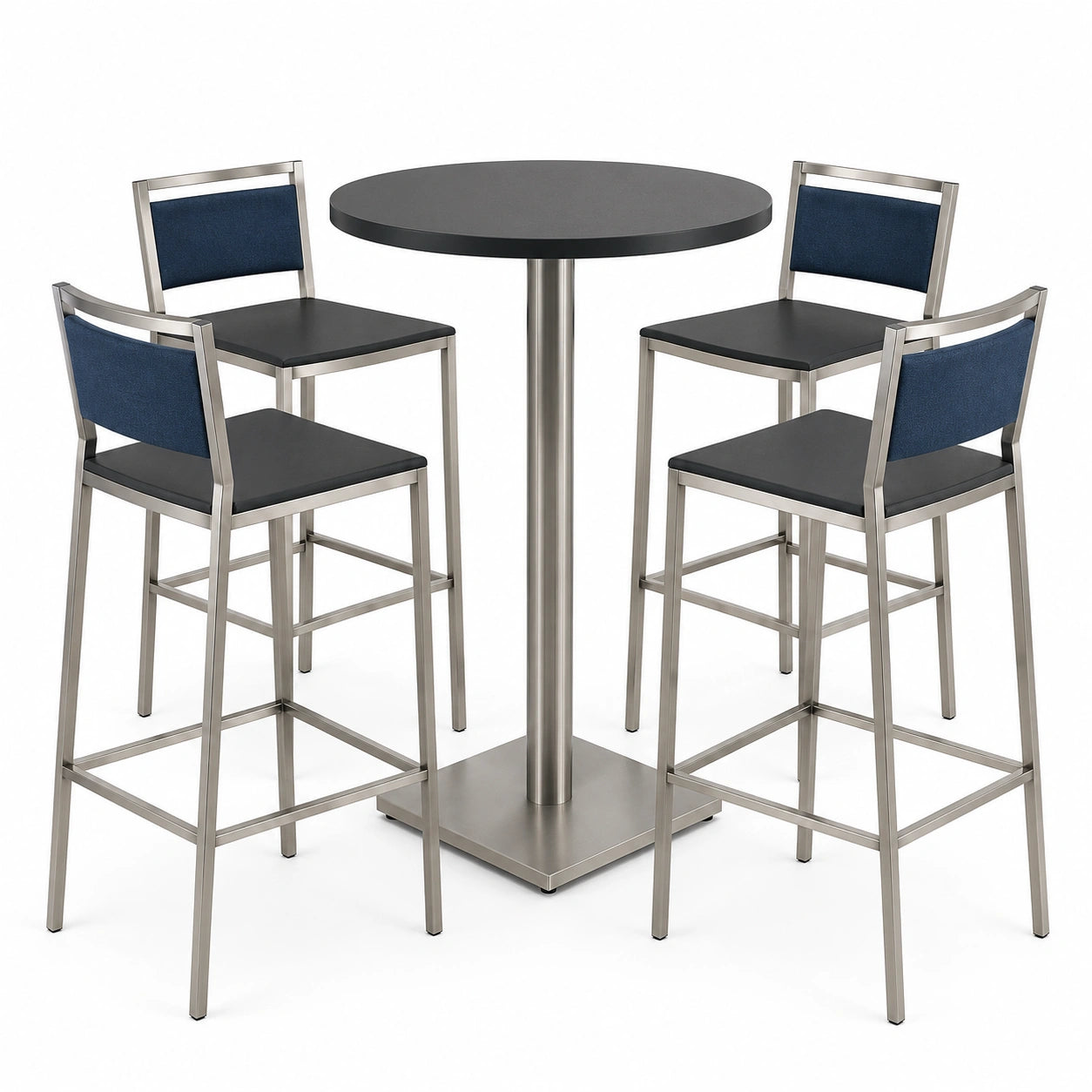 Conjunto de Mesa Alta y 4 Taburetes de Metal